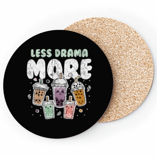 Less Drama More Boba Day Kawaii Bubble Tea Coasters