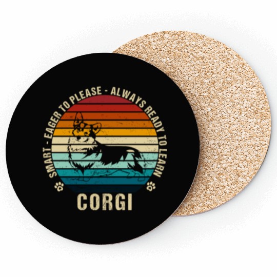 Cute Corgi Retro Vintage Funny Dog Lover Coasters