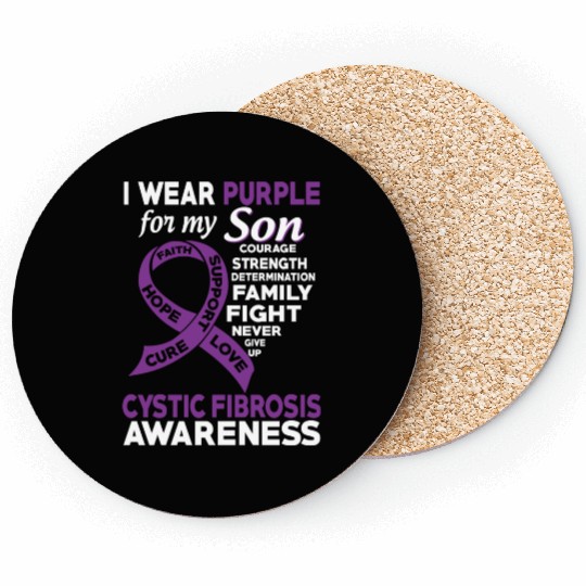 I Wear Purple For My Son Cystic Fibrosis Awareness Coasters