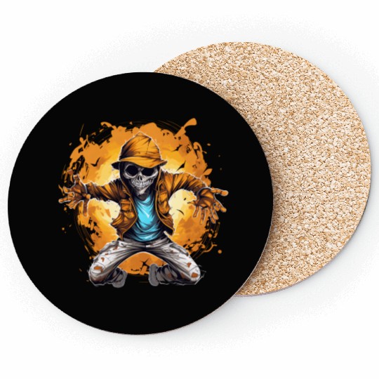 Halloween Skeleton Dabbing Hip Hop Coasters