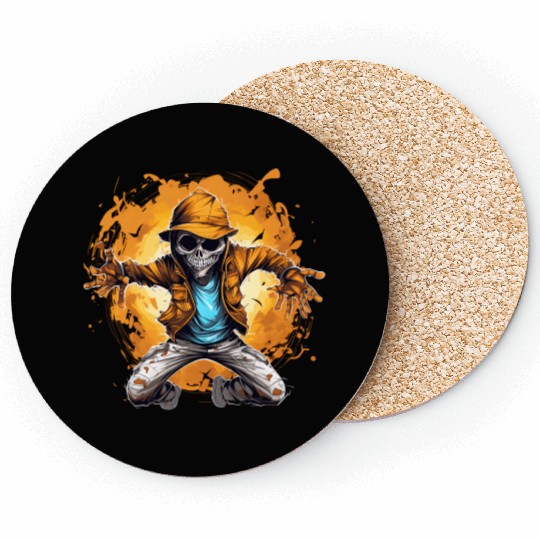 Halloween Skeleton Dabbing Hip Hop Coasters