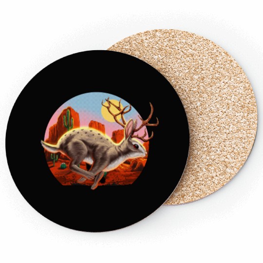 Jackalope Cryptid Rabbit Coasters