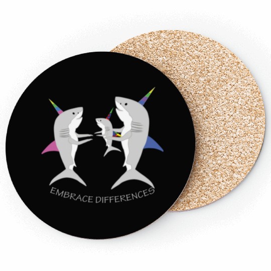 Shark Unicorn Embrace Differences Coasters