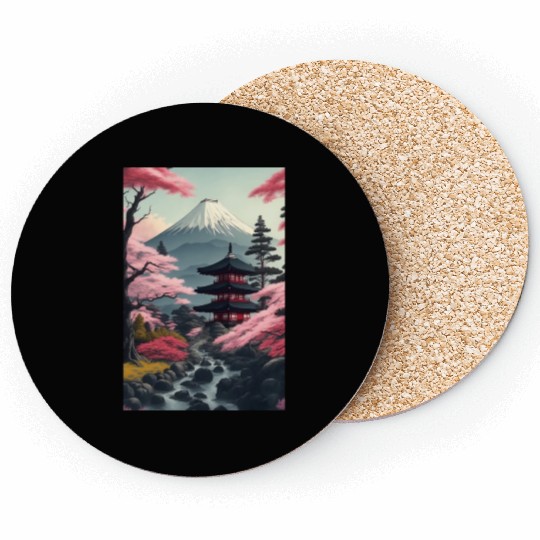 Asia Landscape Serene Mount Fuji Coasters