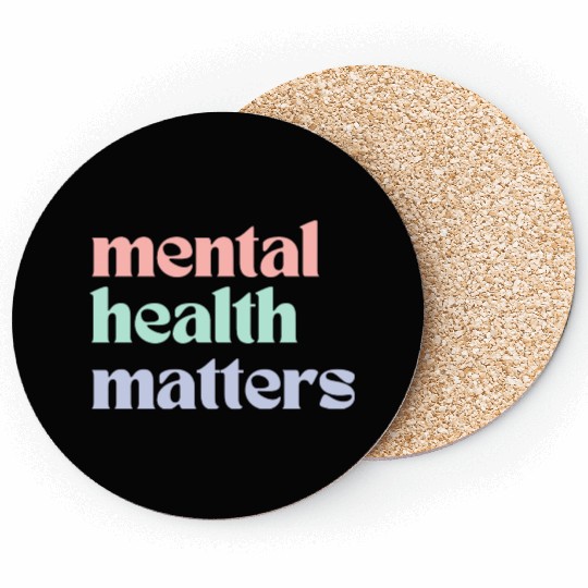 Mental Health Matters | Retro Quote Pastel Rainbow Coasters