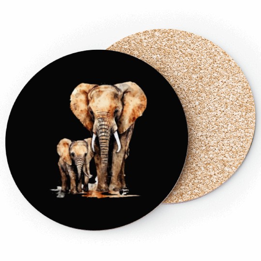 Strong Elephant with Elephant Kid for a Elephant Coasters