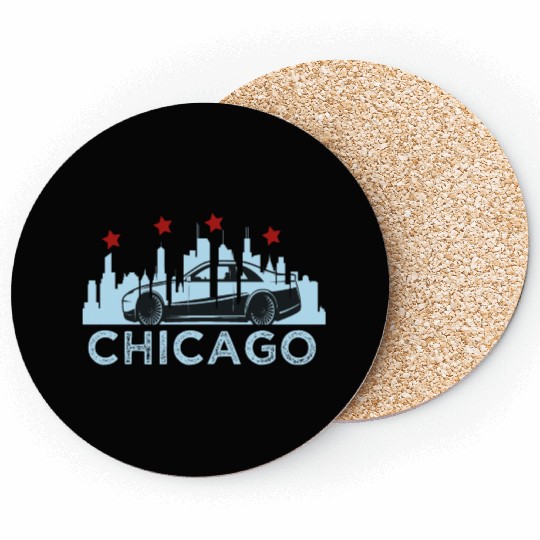 Chicago Skyline Race Car Coasters