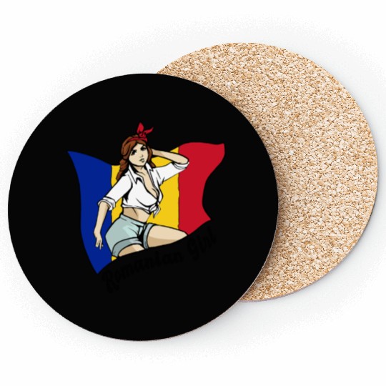 Romanian girl flag design Coasters