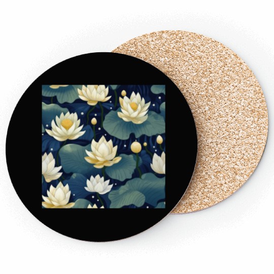 Serenity Blooms: Timeless Lotus Pattern Coasters