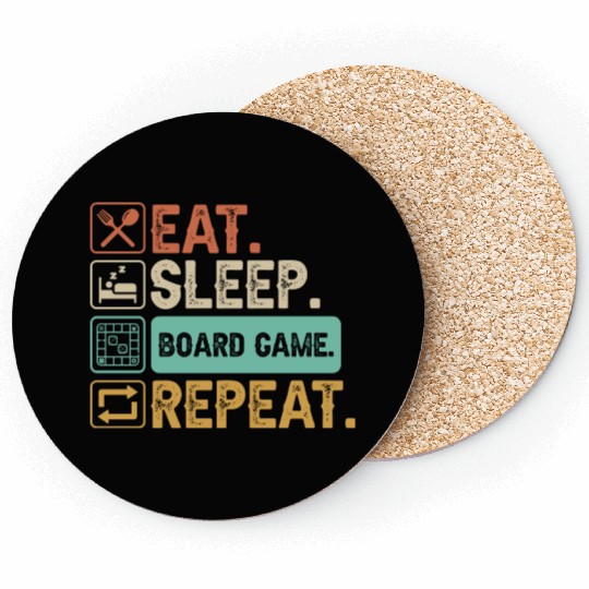 Eat Sleep Board Game Repeat Coasters
