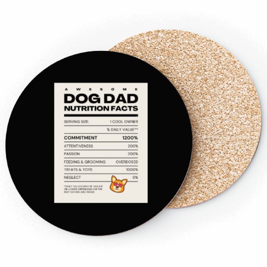 Awesome Dog Dad Nutrition Facts Coasters