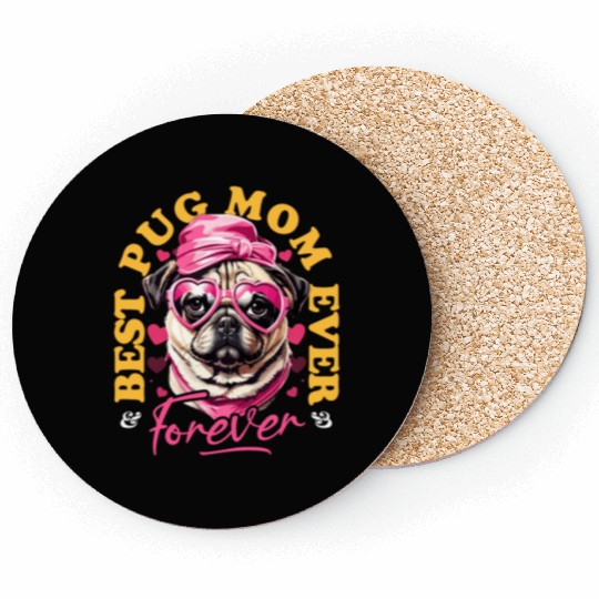 Best Pug Mom Ever Pugs Owner Vintage Pug Lovers Coasters