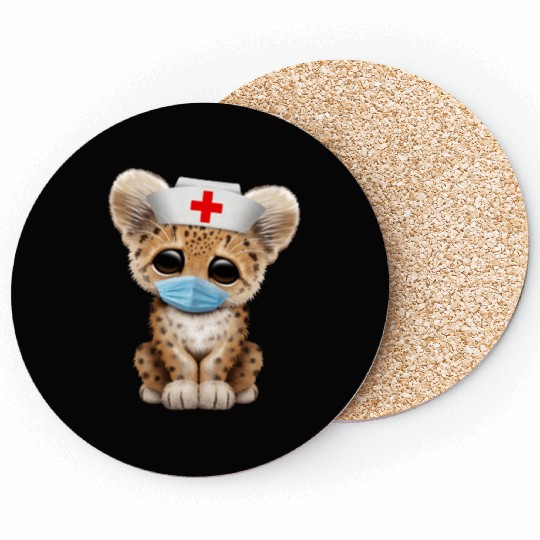 Cute Leopard Cub Nurse Coasters