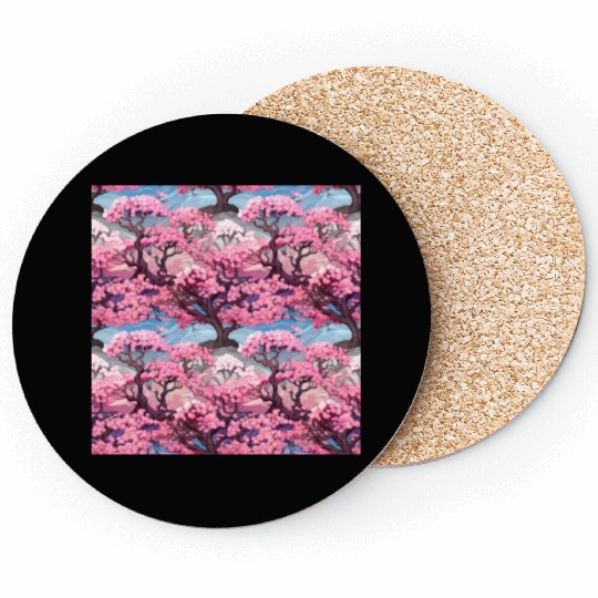 Anime Euphoria: Fantasy Cherry Blossom Dreamscape Coasters