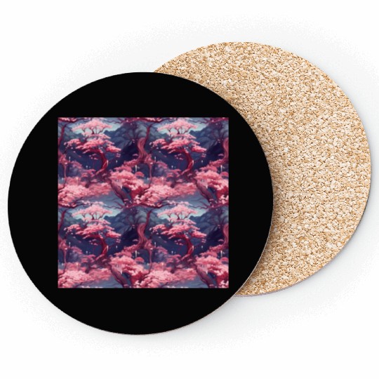 Anime Euphoria: Fantasy Cherry Blossom Dreamscape Coasters
