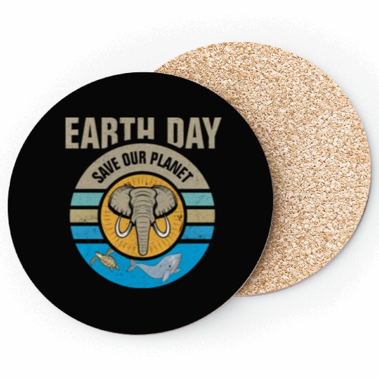 Earth Day Save Our Planet Conservation Design Coasters
