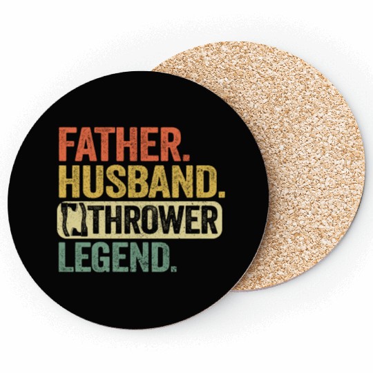 Father Husband Axe Thrower Legend Axe Throwing Dad Coasters