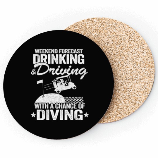 Beer Golf Cart Drinking Driving Diving Golfing Coasters