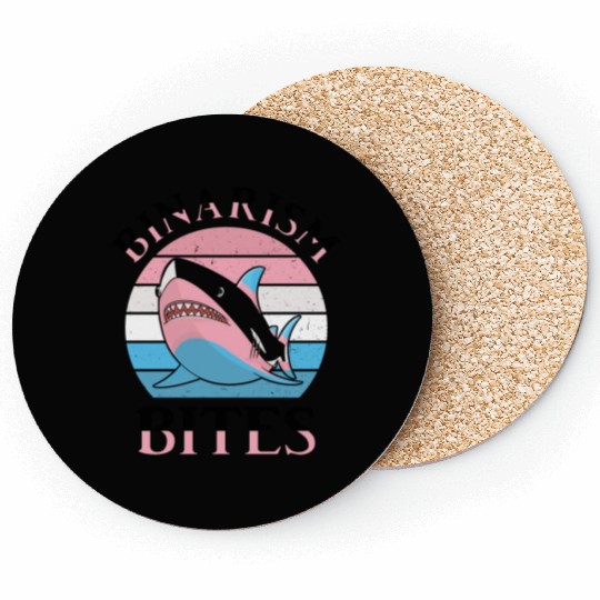 Shark Lover Transgender Pride Flag Trans LGBT Coasters