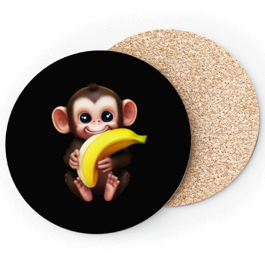 Chimpanzee with Banana - Monkey Lover Design Coasters