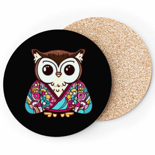 Japanese Kimono owl Coasters