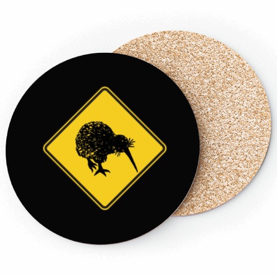 New Zealand Attention Kiwi Street Sign Camping Coasters