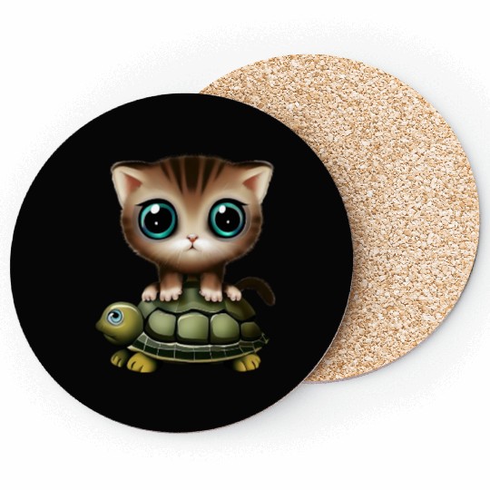 Kitten on turtle Coasters