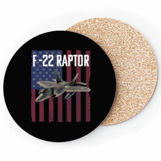 F 22 Raptor Aircraft USA Flag Coasters