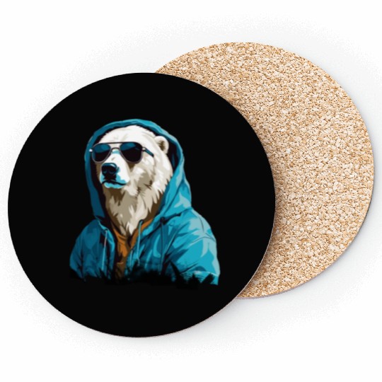 Street Style Polar Bear | Polar Bear Lovers Coasters