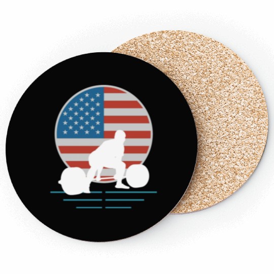 Usa Flag Deadlift Powerlifting Coasters