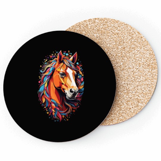 Sweet horse design - colorful horse silhouette Coasters