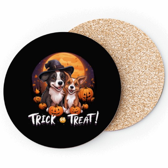 Halloween Cute Dogs Trick or Treat Dog Lovers Coasters