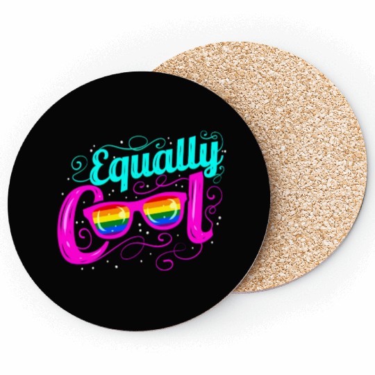 Equally Cool Logo Lgbtq Transgender Gay Lesbian Coasters
