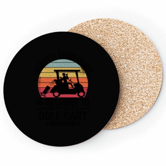 Beer Golf Cart Funny Golfer Vintage Golfing Quotes Coasters