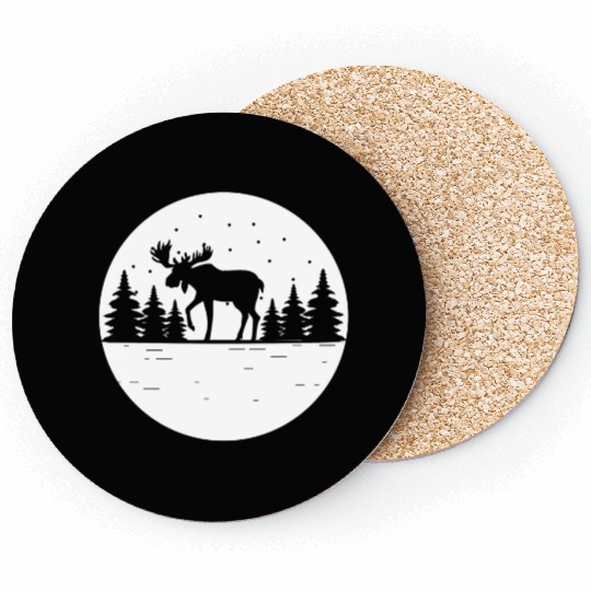 Moose Forest Deer Elk Canada Nature Wilderness Coasters