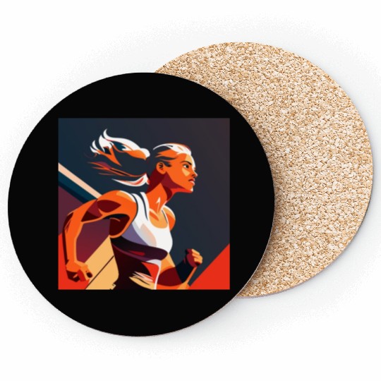 Sport Girl Running Coasters