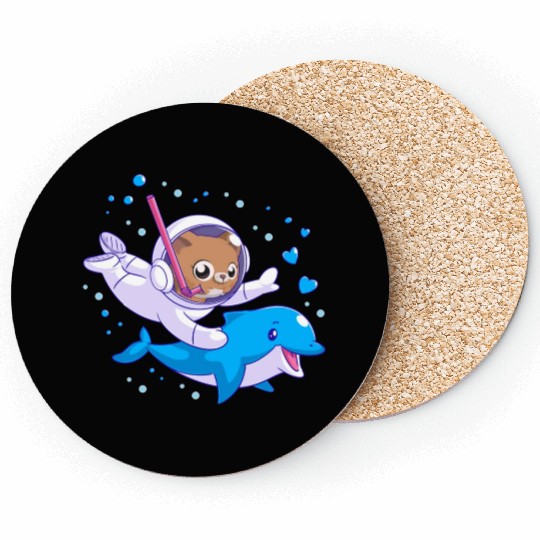 Undersea cat and dolphin Coasters