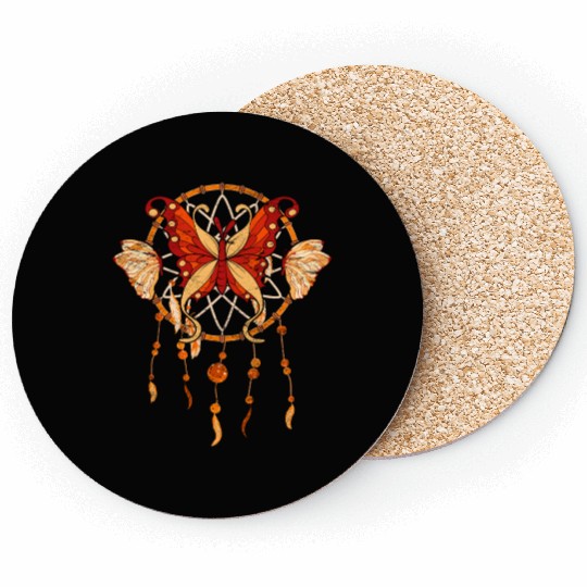 Feathers Vintage Butterfly Gift Dream Catcher Coasters