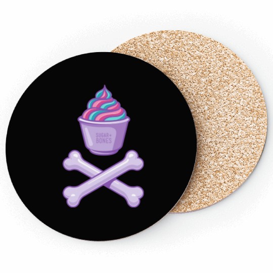 Ice Cream And Bones On Light Colours Coasters