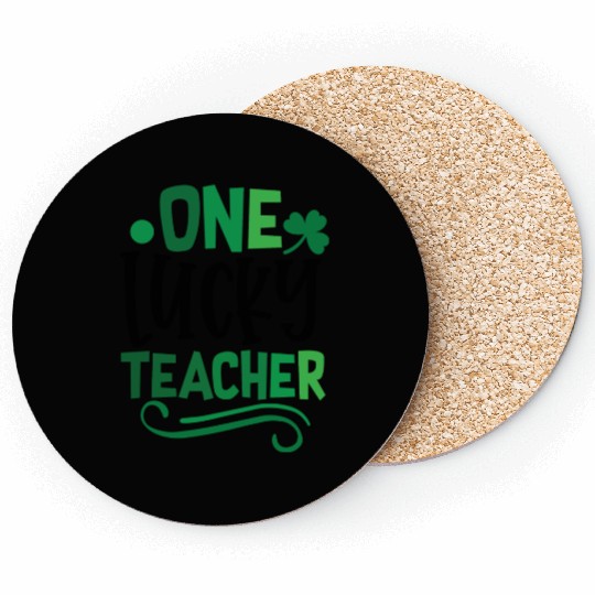 One Lucky Teacher Clover Irish Ireland Coasters
