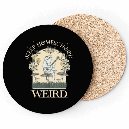 Retro Keep Homeschool Weird Mom Frog Cottagecore Coasters