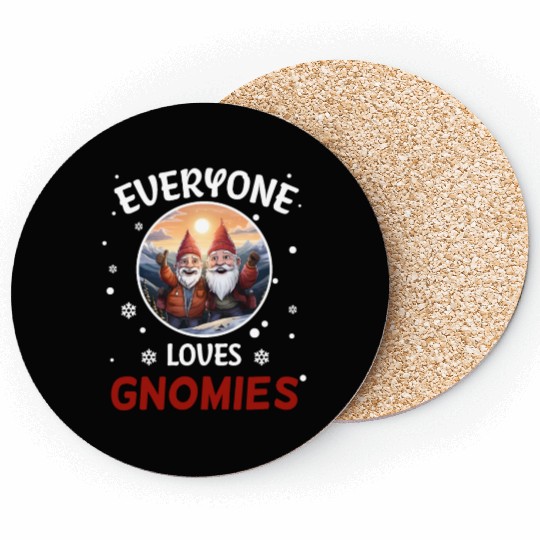Everyone Loves Gnomies Gnome Santa Claus Coasters
