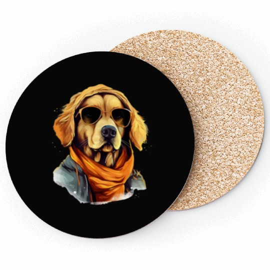 Golden Retriever in the Streets | Dog Lovers Coasters