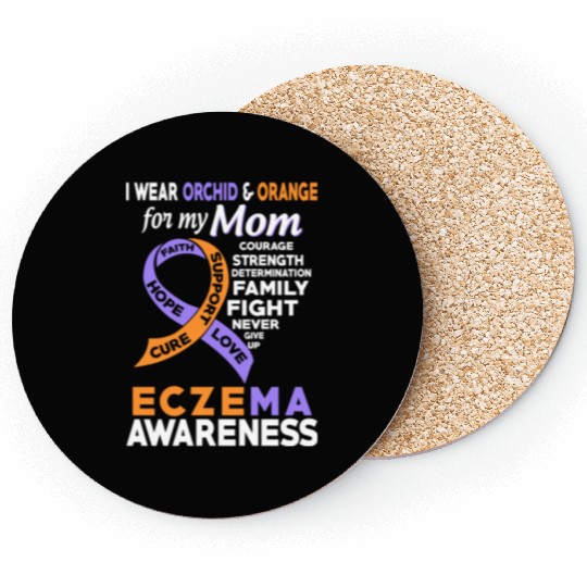 I Wear Orchid Orange For My Mom Eczema Awareness Coasters