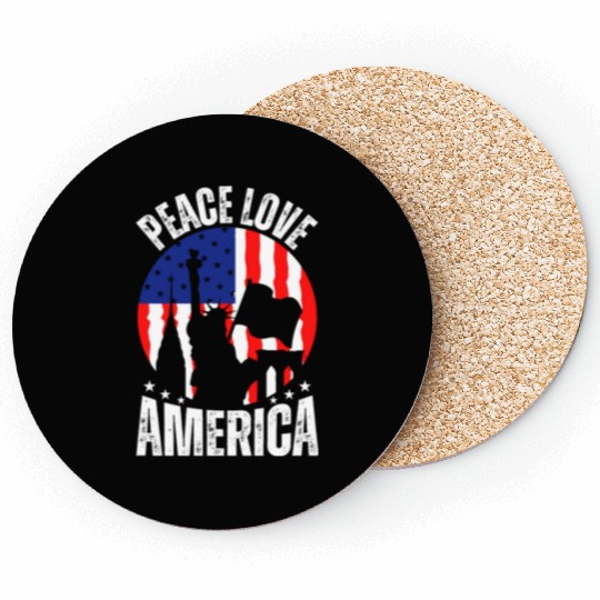 "Peace Love America Labor Day Coasters - Celebrate