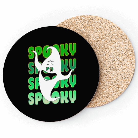 Spooky Halloween Ghost Green Coasters