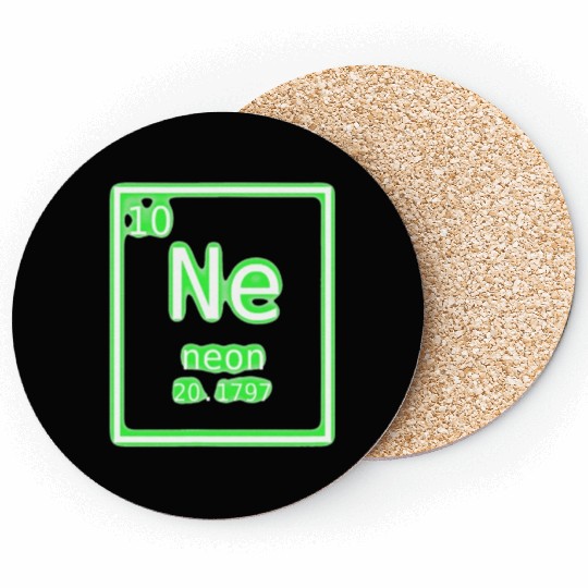 Neon Element Green Periodic Table Chemistry Nerd Coasters