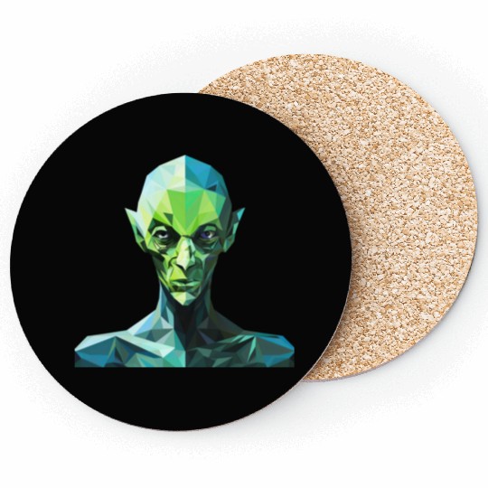Green Alien in Polygon Style Coasters