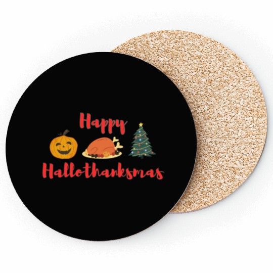 Happy HalloThanksMas Coasters