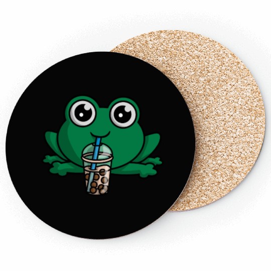 Bubble Boba Tea Drink Frog Cute Anime Kawaii Toad Coasters